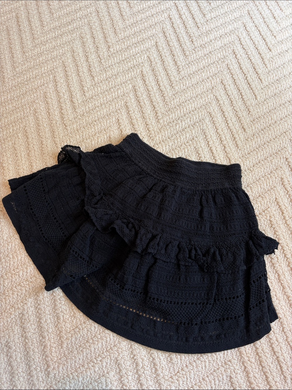 aerie Black Tiered Eyelet Skirt